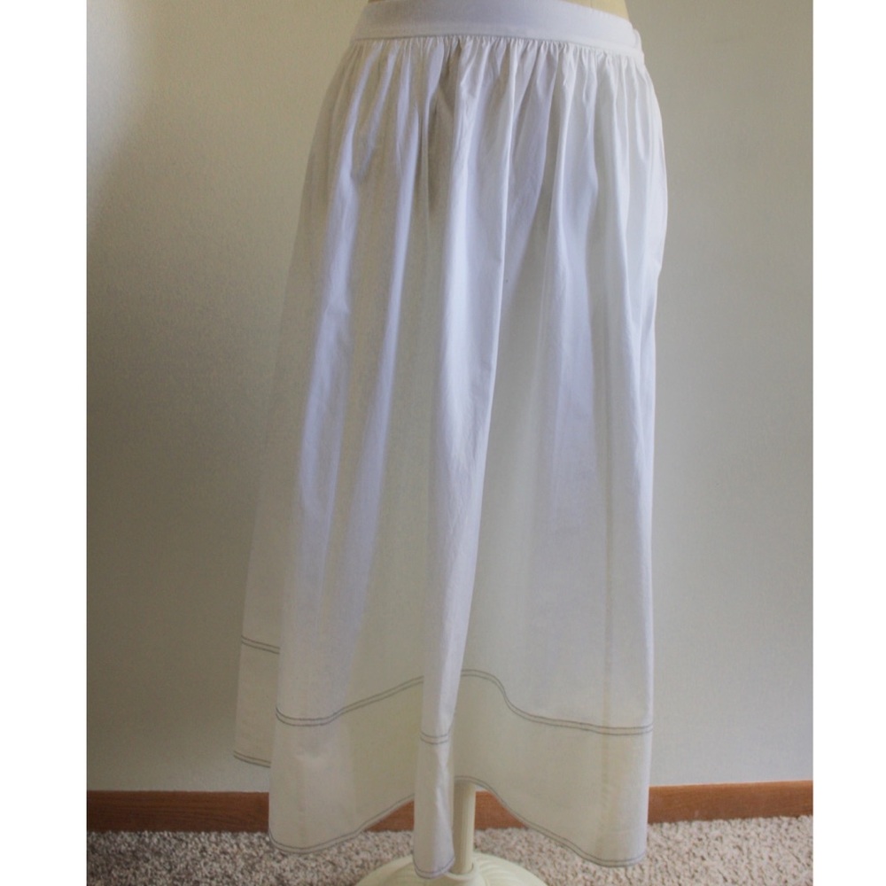 J.Crew NWT Bloggers Favorite Contrast-Stitch Midi Skirt in size 4 27 White - Picture 2 of 12